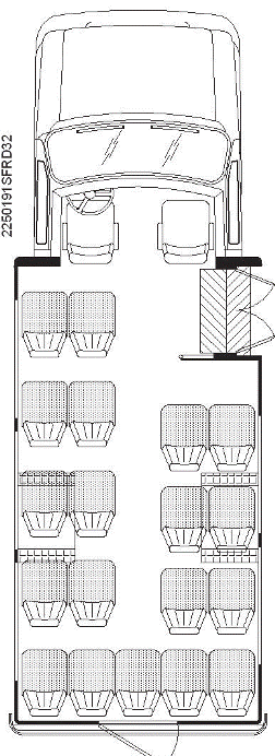 ameritrans 225 shuttle bus, floorplan,  21 passengers