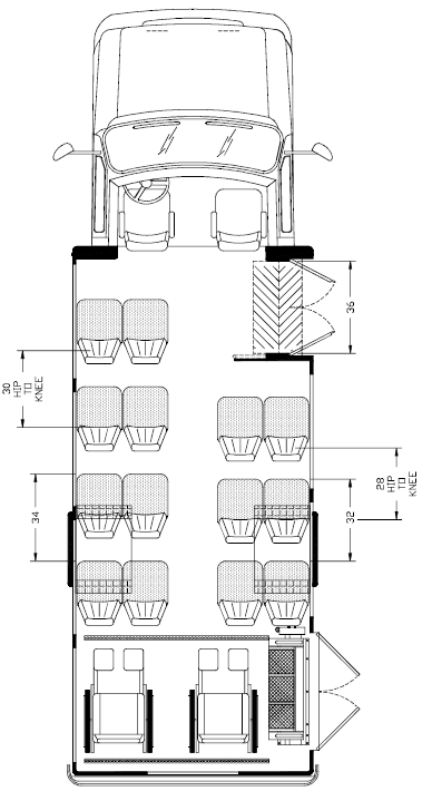 ameritrans 245 floorplan, 2 wheelchair handicap paratransit bus