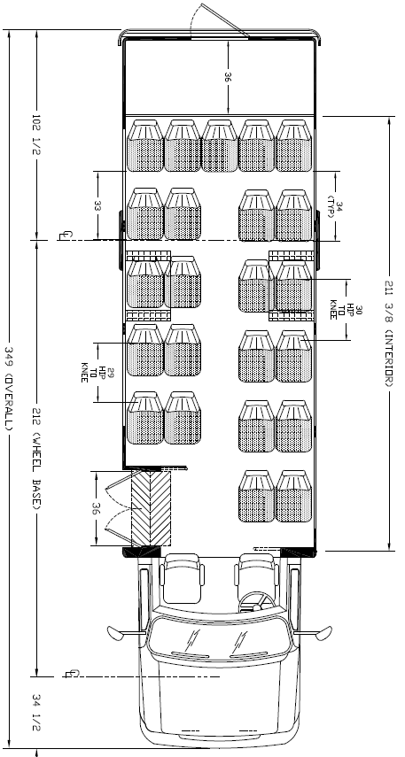 ameritrans 285 bus floorplan, 25 with rear luggage