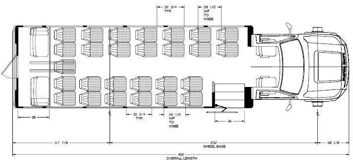 ameritrans f550 f330 bus floorplan 33 passenger with slide wall