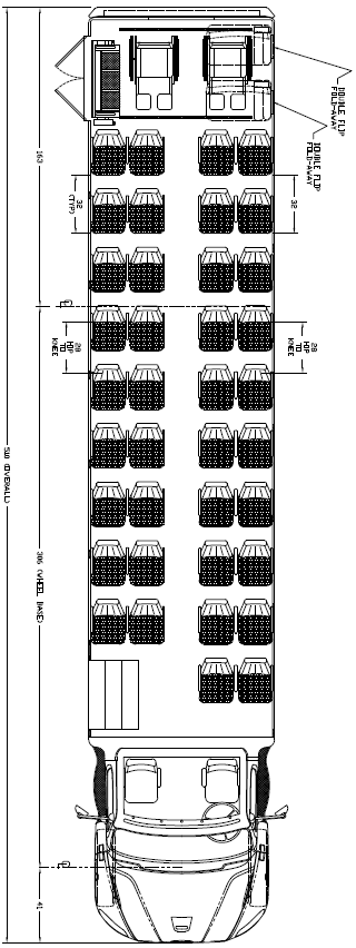 ameritrans 425 m2 freightliner floorplan, 44 passengers, 2 wheelchairs