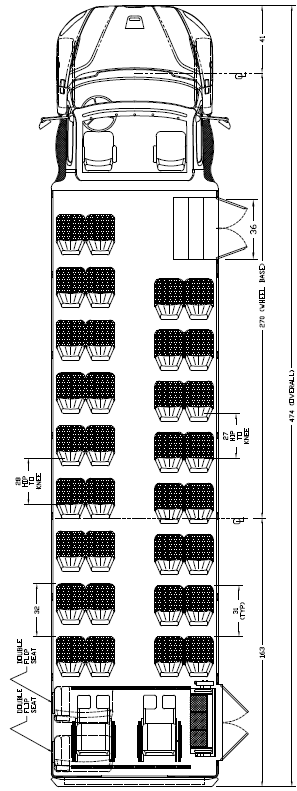ameritrans 395 m2 freightliner, floorplan  40 passengers + 2wc
