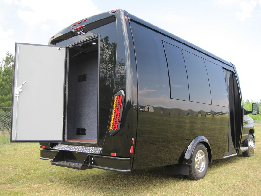 black 15passenger executive buses, lug