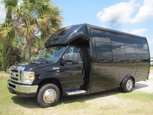 black 15 passenger executive buses