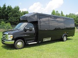 black 25 passenger executive bus, df