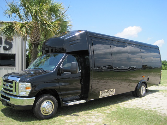 black 25 passenger executive bus