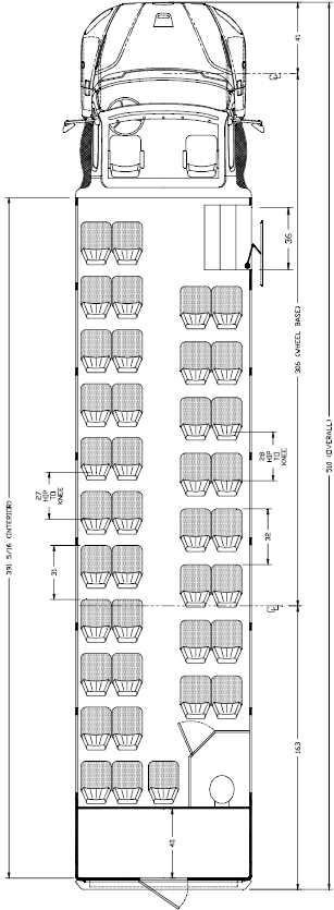 executive freightliner bus with restroom, floorplan