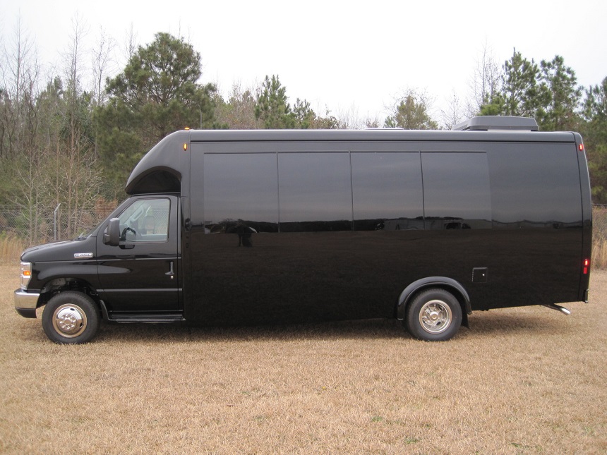 black 15passenger executive buses, l