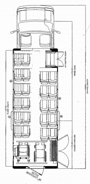 buses with passenger front viewing glass, floorplan