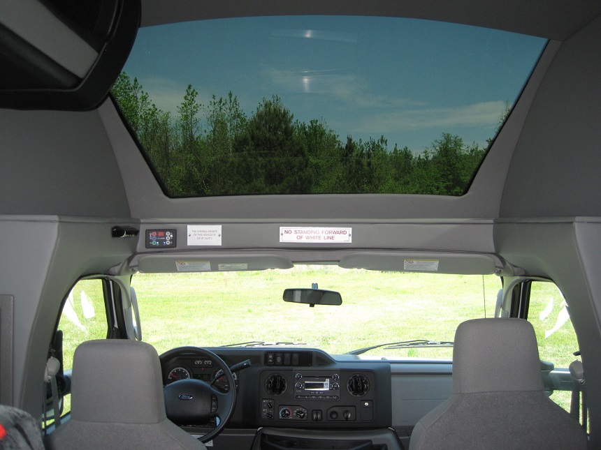 buses with passenger front viewing windows, cop