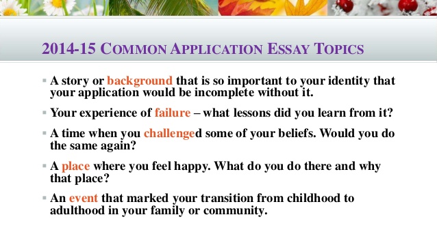 Common college application essay questions