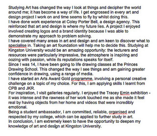 Personal essay for college application
