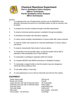 Qualitative analysis of cations lab report