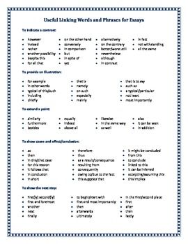 Transitions for essays