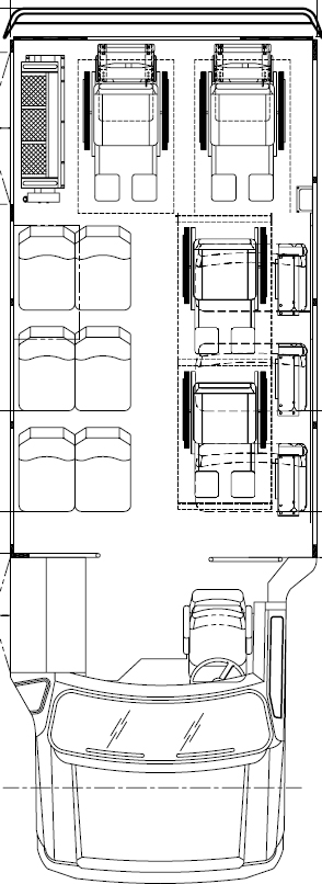 handicap buses for sale, startrans, 4 position wheelchair floorplan