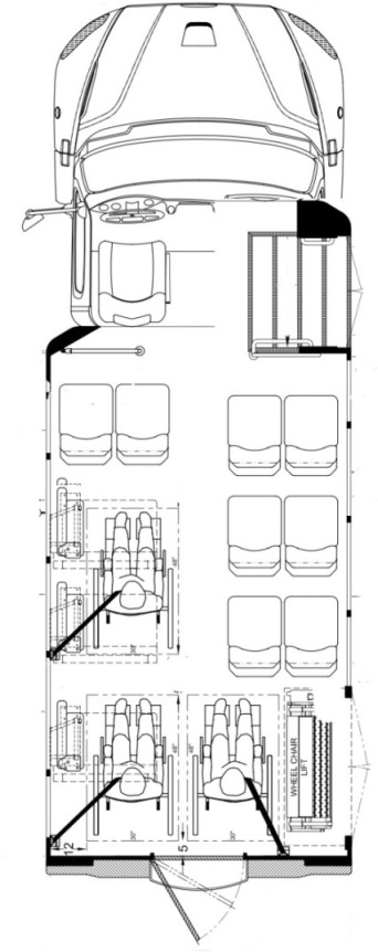 handicap buses for sale, startrans, floorplan