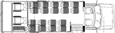 ameritrans 285 floorplan- 20 passenger + 2 wheelchair + luggage
